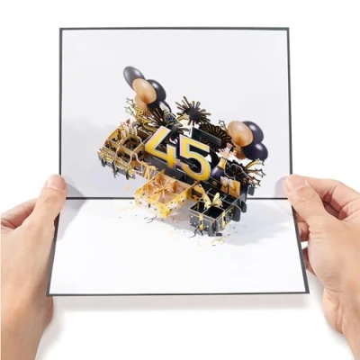 Afbeelding van Diese Klappkarten pop Up 45e verjaardagskaart 50 x 20 cm (19,7&quot; 7,9&quot;) Gigantische 3D Happy Birthday kaart voor 45 jarigen Unieke grote upwenskaarten mannen en vrouwen
