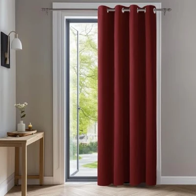 Afbeelding van Deconovo Verduisterende Gordijnen voor de Slaapkamer, 140x240 cm (B x H), Donkerrood, 1 stuk, Kerst Woonkamer, Kant en Klaar