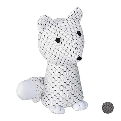 Afbeelding van Relaxdays deurstop vos deurbuffer decoratie dier 1 kg stof wit