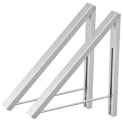 Afbeelding van Anjuer Inklapbare kledinghaken, garderobehaken, wandkledingstandaard, kledingventilator, wandgarderobe, ruimtebesparend, geschikt zilver, 2 stuks