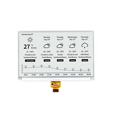 Afbeelding van Waveshare 7,5 inch E Paper Raw Display Panel V2 800x480 resolutie 3,3V Ink elektronisch papieren scherm zonder printplaat met ingebouwde controller, communicatie via SPI interface