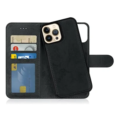 Afbeelding van MyGadget flip case voor Apple iPhone 13 Pro Max magnetische cover in synthetisch lederen PU kaarthouder beschermhoes portemonnee krasbestendig Zwart