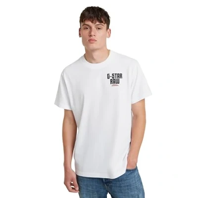 Afbeelding van G Star Engine BACK Graphic Loose Tshirt print, Heren, Maat: Large, White