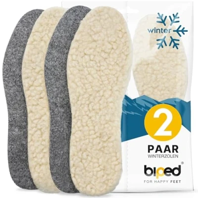 Afbeelding van biped 2 paar wollen zolen van lamswol en vilt extra dik winterzolen voor dames herenschoenen, laarzen, wandel werkschoenen rubberen laarzen verwarmende schapenwollen z1004(35)