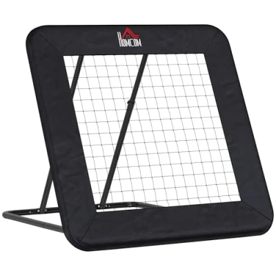 Afbeelding van HOMCOM voetbal rebounder opvouwbaar kickback goal rebound wandnet voor honkbal basketbal volleybal verstelbaar in 5 stappen staal zwart 128 x 118 108 120 cm