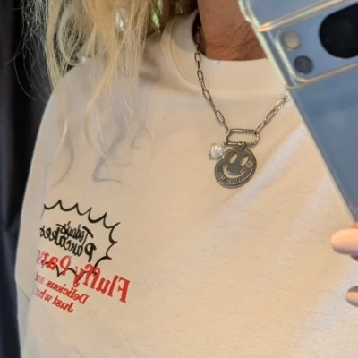Afbeelding van Ketting zilver met Smile hanger en een parel