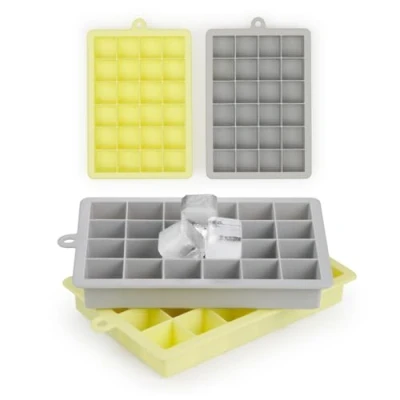 Afbeelding van Blumtal Siliconen Ijsblokjesvorm 26 mm, ultimate grey Geel, vierkant, set van 2 x 24