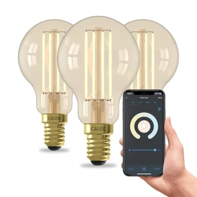 Afbeelding van Calex Slimme LED Lamp 3 stuks E14 P45 Goud Warm Wit 7W
