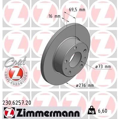 Afbeelding van Remschijf ZIMMERMANN 230.6257.20