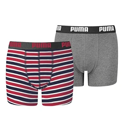 Afbeelding van Puma BOYS Basic Boxer Printed Stripe 2 PACK Onderbroeken voor kinderen, Maat: 164, Ribbon red