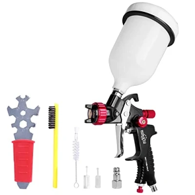 Afbeelding van HVLP spuitpistool Pneumatisch met 1,3 mm spuitmond en 600 ml kunststof beker voor verfspuitpistool een toplaag fijne afwerking
