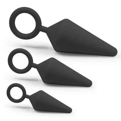 Afbeelding van Anale Buttplug Set voor Beginners van 3 Buttplugs met Ring Zwart