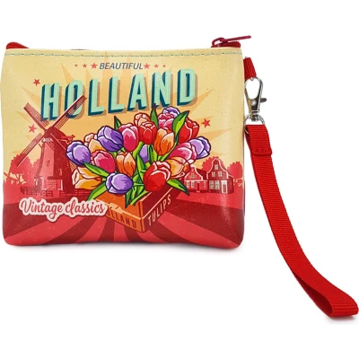 Afbeelding van Portemonnee &amp; Tasje Holland Tulpen Souvenir Molen Rood Een Stuk
