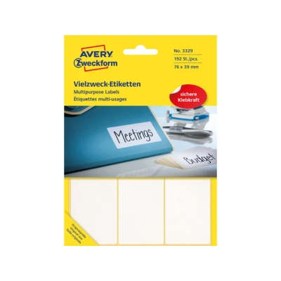 Afbeelding van Etiket Avery Zweckform 3329 76x39mm wit 192stuks