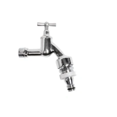 Afbeelding van Kirchhoff 2 weg ventiel MS uitloopventiel knevelgreep, 1/2&#039;AG x Gardena click, chroom