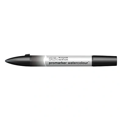 Afbeelding van Winsor &amp; Newton 0201337 Aquarelmarker 2 punten, penseel en fijne punt, lichtecht, hoog gepigmenteerde aquarelverf voor kalligrafie, tekeningen Water Colour Marker, Lamp Black