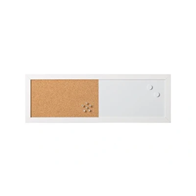 Afbeelding van Bi Office, Combitbord whiteboard en memoboard elementen, magnetisch, droog afwisbaar/kurk, wit MDF frame, 60x20cm