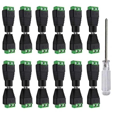 Afbeelding van Aiqeer 12 paar V / 24 stekkers &amp; bus DC stekker kit, 2,1 x 5,5 mm Power jack set, schroefklem, voor CCTV camera (groen)