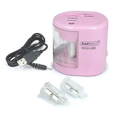 Afbeelding van Rapesco 1446 Automatische Elektrische Puntenslijper op USB/Batterij voeding, Zuurstokroze