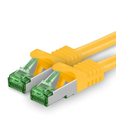 Afbeelding van 1aTTack.de Cat.7 netwerkkabel 0.25m geel 1 stuk Cat7 Ethernet kabel netwerk Lan ruwe 10 Gb S FTP PIMF set patchkabel met Rj 45 connector Cat.6a