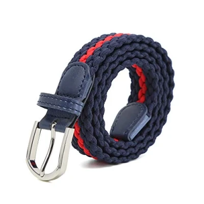 Afbeelding van riem voor jongens Meisjesriemen Multicolor elastiek 2,5 cm breedte 80 Lengte Modieuze en duurzame elastische met nikkelvrije metalen gesp, geschikt kinderen slanke vrouwen, marine Rood,