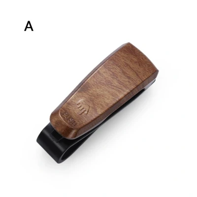 Afbeelding van Brillenhouder auto zonneklep Clip Polished Wood