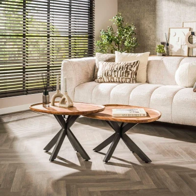 Afbeelding van Fraaai Tula organische salontafels set van 2 naturel Hout