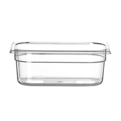 Afbeelding van HENDI Gastronorm container, voedsel opslag temperatuurbestendig van 40 tot 110C, vaatwasserbestendig, geur en smaakloos, 2.8L, polycarbonaat, GN 1/4, 265x162x(H)100mm, transparant