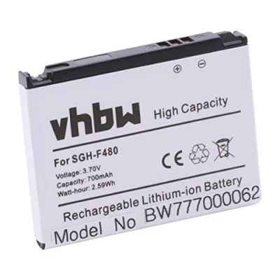 Afbeelding van vhbw Li Ion batterij 700 mAh (3,7 V) compatibel met mobiele telefoon, smartphone, telefoon Samsung SGH F480, F480i, F480v vervanging voor AB553446CE, AB553446CU.