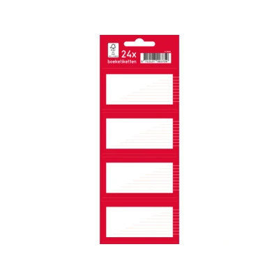 Afbeelding van Kangaro boeketiketten 7,5 x 5 cm pak a 24 stuks rood/wit K 58135
