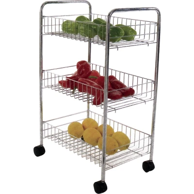 Afbeelding van MSV Keuken/badkamer trolleyAA rvs metaal zilver met wielen 41 x 26 63 cm Opberg trolley