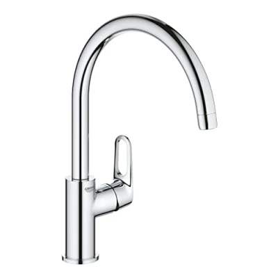 Afbeelding van Grohe bauflow keukenmengkraan eengreeps 332mm hoogte 207mm kraanmond 223mm voorsprong uitloop hoog draaibaar chroom 31538001