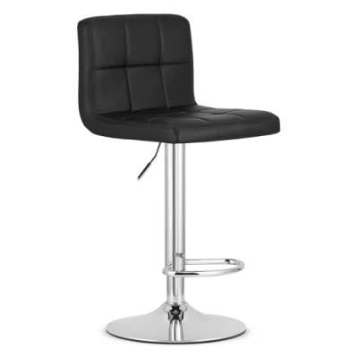 Afbeelding van PROT Barkruk Zwart Kunstleer, Chromen Basis, Laag Rugleuning, Modern Design, Hoogte Verstelbaar, 360 Draaibaar, Max. 120 kg
