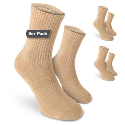 Afbeelding van SaferSox Sportsokken, muggenwerende sokken. verkrijgbaar in vele kleuren, 3 delige voordeelverpakking beige, 39 42 EU