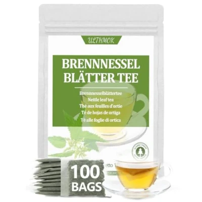 Afbeelding van ULTHMOK Premium 100 Brandnetelblad Theezakjes Gemaakt met 100% Wilde Brandnetelbladeren Geen Additieven &amp; Cafeïne Vrij Mild en Voedzaam