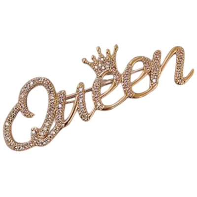 Afbeelding van Broche Queen met kroontje Strass ( Goudkleurig ) 5 x 1.8 cm