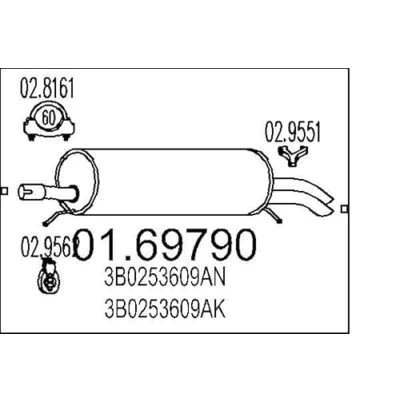 Afbeelding van MTS 01.69790 Einddemper 940mm