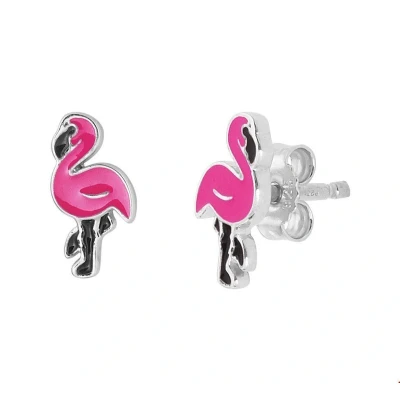 Afbeelding van Oorknoppen Flamingo Zilver Gerhodineerd Glanzend 10 mm x 5