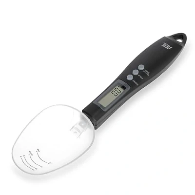 Afbeelding van ADE Digitale lepelweegschaal, nauwkeurig op 0,1 g, exacte keukenweegschaal tot 300 fijne weegschaal, perfect als kruidenweegschaal, maatlepel, zwart
