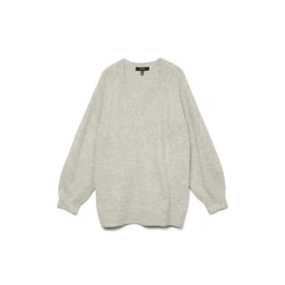 Afbeelding van VERO MODA Dames Vmleaf Ls Long V Neck Pullover Eend Gebreide Trui, lichtgrijs gem., XS