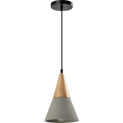 Afbeelding van QUVIO Hanglamp langwerpig beton met hout grijs QUV5141L GREY