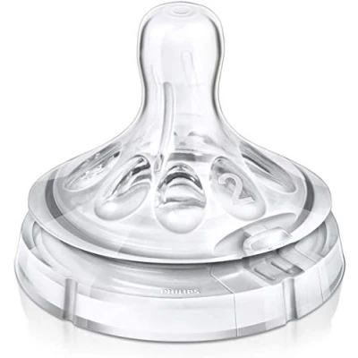 Afbeelding van Philips Avent Nature flesspeen Langzame voedingsstroom 1 m+. 2 Stuk transparant