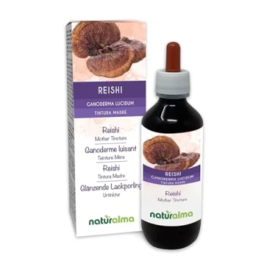 Afbeelding van Gesteelde lakzwam of Reishi (Ganoderma lucidum) paddenstoel Alcoholvrije moedertinctuur Naturalma Vloeibaar extract druppels 200 ml Voedingssupplement Veganistisch