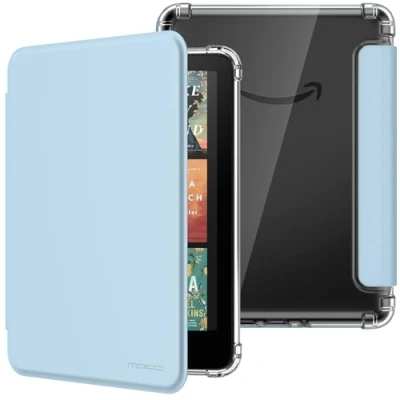 Afbeelding van MoKo Case for All new 7&quot; Kindle Paperwhite 12th Generation 2024&amp;Kindle Colorsoft Signature Edition 2024, Ultra Clear Soft Flexible Transparent TPU Back Cover Light Shell with Auto Wake/Sleep, Sky Blue