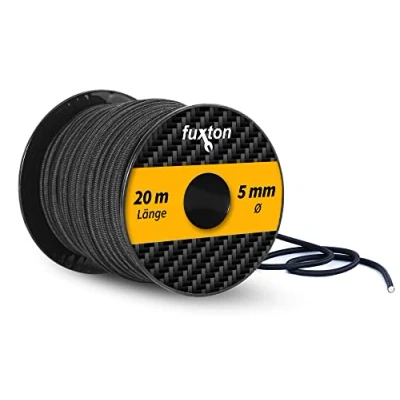 Afbeelding van fuxton rubberen touw 5 mm 20 m zwart, elastisch (expandertouw, elastiek, lijn, koord, zeiltouw, spankabel, zeilzeil)