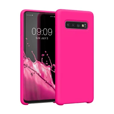 Afbeelding van kwmobile telefoonhoesje geschikt voor Samsung Galaxy S10 Hoesje met siliconen coating Smartphone case in neon roze