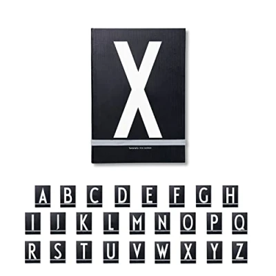 Afbeelding van Design Letters Persoonlijk notitieboek (zwart) x Hardcover met leeslinten, verkrijgbaar van A tot Z, L: 21 B: 14,8 cm, 146 pagina&#039;s