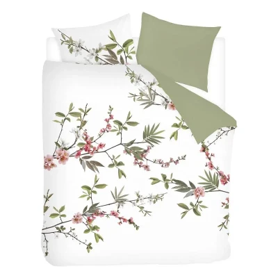 Afbeelding van Snoozing Spring Branch Flanel Dekbedovertrek Lits jumeaux 240x200/220 cm + 2 kussenslopen 60x70 Groen