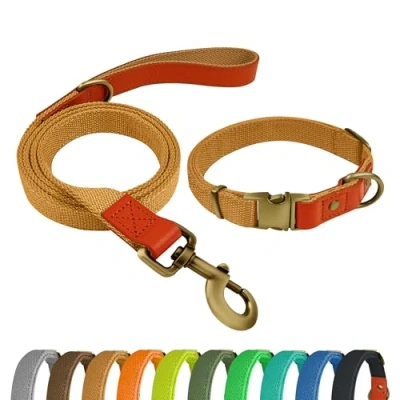 Afbeelding van QRDA Hondenhalsband en Riem Set Kaki Kleur Gepersonaliseerde Verstelbare Tactische voor Honden Kleine Middelgrote Grote