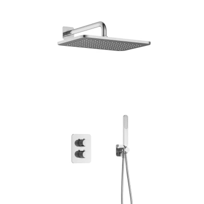 Afbeelding van Hotbath Gal Regendoucheset IBS40A Chroom Staaf Handdouche 40cm Hoofddouche Wandarm met wandhouder